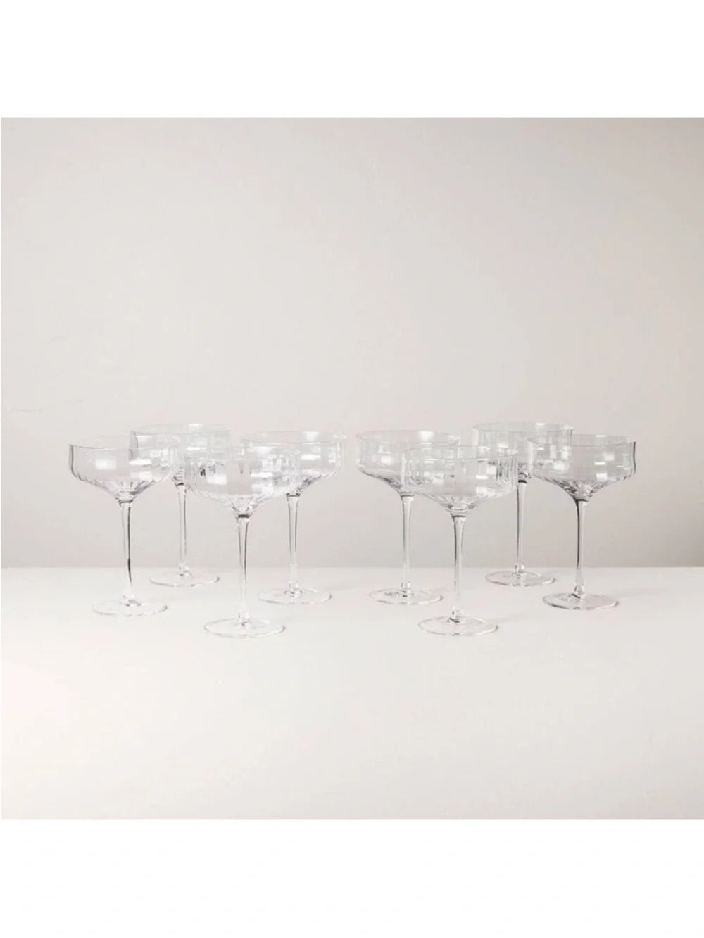 **Set of 8**  12oz Coupe Margarita Glasses Clear - Hearth & Hand Ribbed Scallop